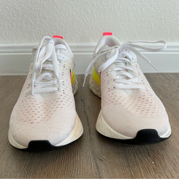 Nike React Infinity Run Flyknit 2.0 Neon Yellow Pink White Mens Running Shoes - Picture 7 of 11